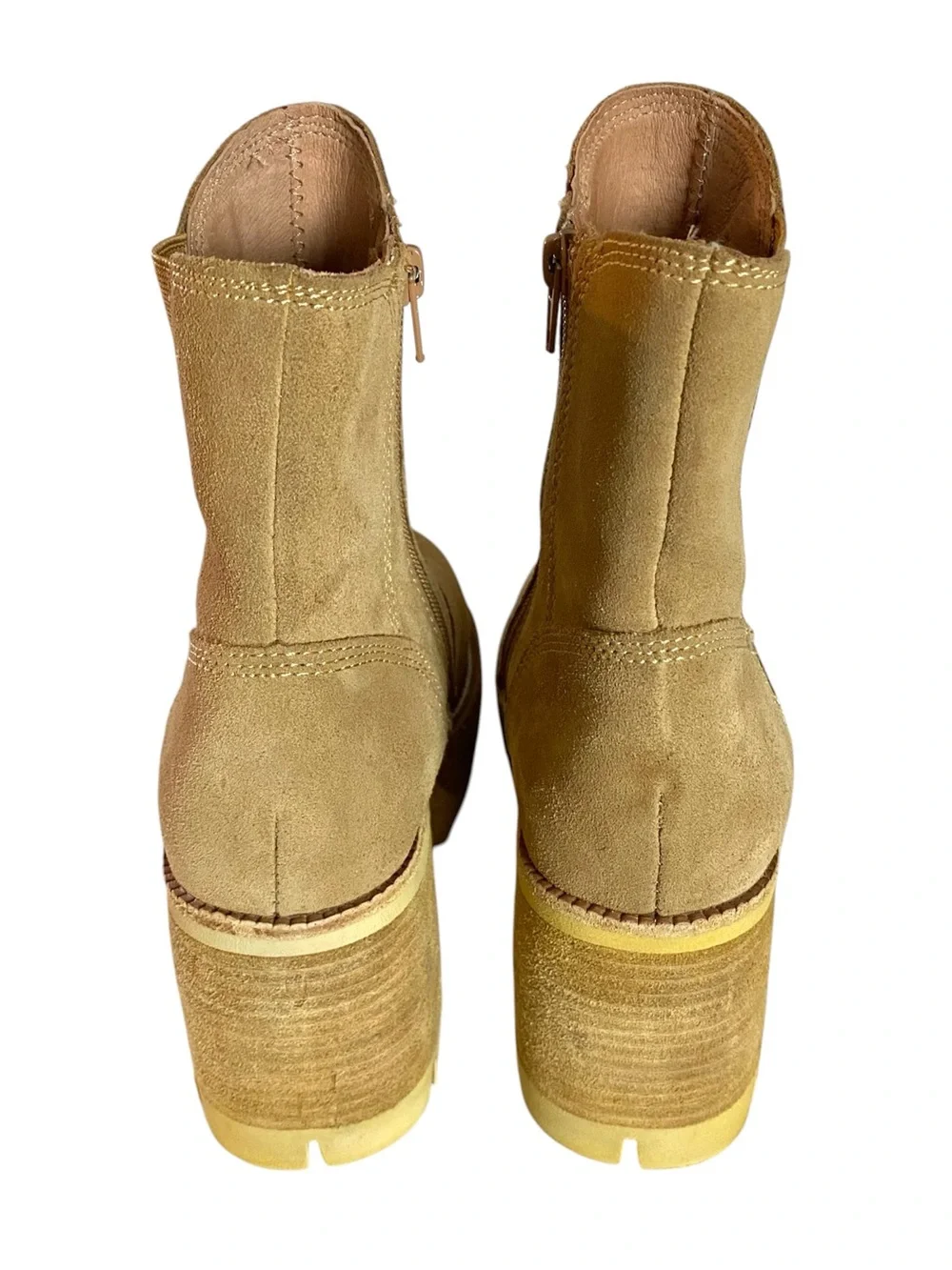 Free People Jeffrey Campbell Preston Platform Boots Sz 10 Y2K Tan Leather Suede